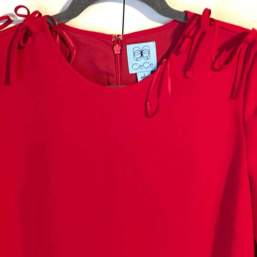 New CeCe Long Sleeves Women's Mini Dress Casual Party Office Red Size 4 ⚡️ - Picture 8 of 13